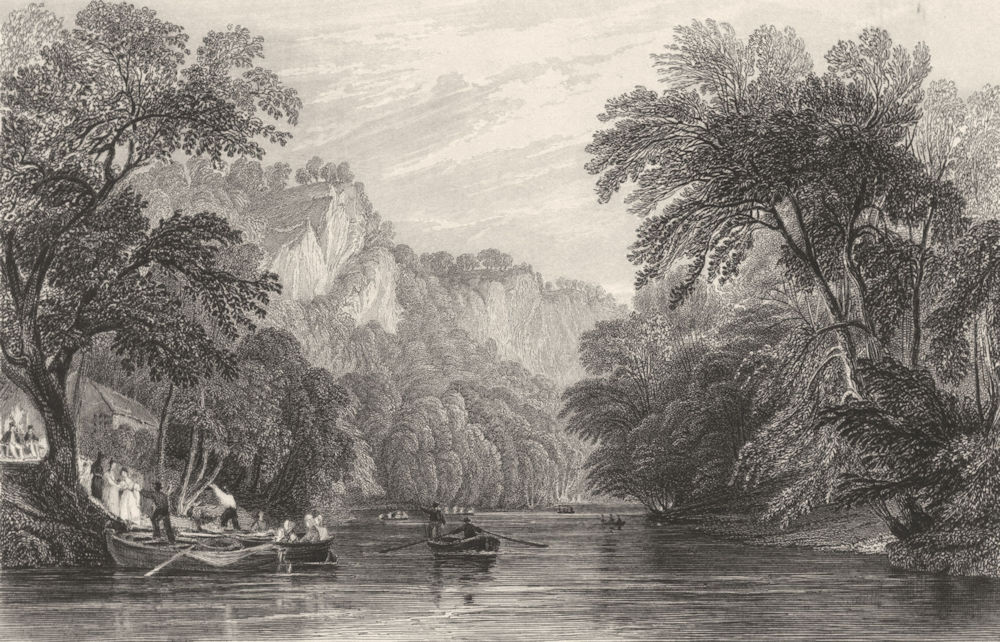 DERBYSHIRE. Ferry over the Derwent, Matlock Bath (Allom)  1832 old print