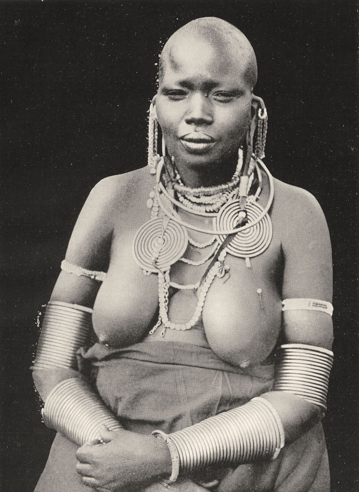 KENYA. Adornment custom; Masai 1900 old antique vintage print picture