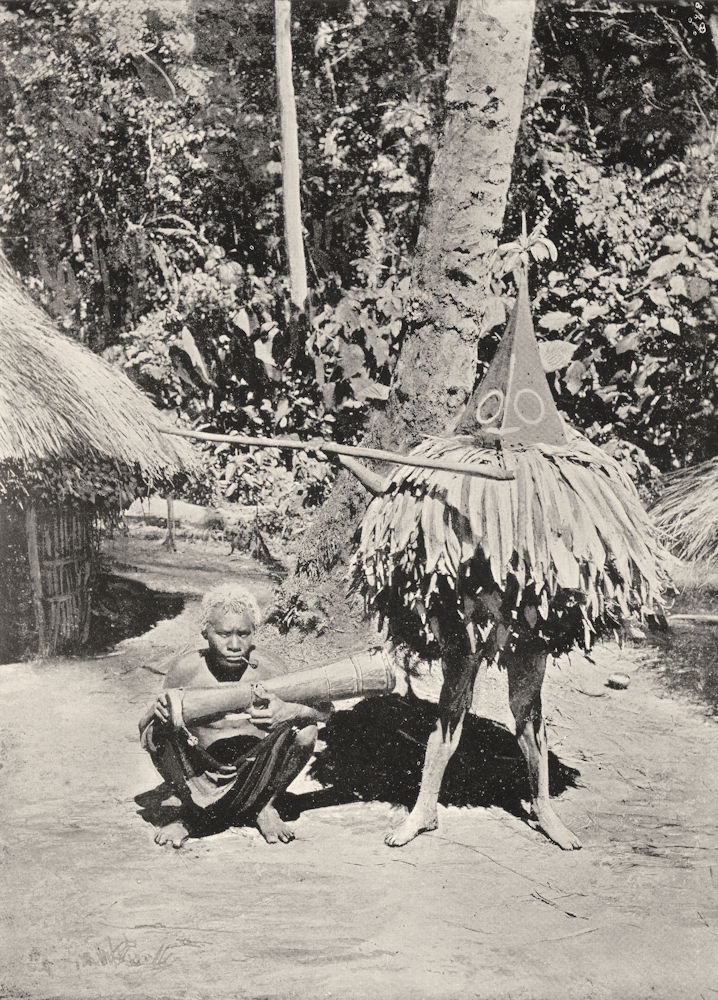 MELANESIA. A Masked dancer of a Duk-secret Bismarck Archipelago;  1900 print