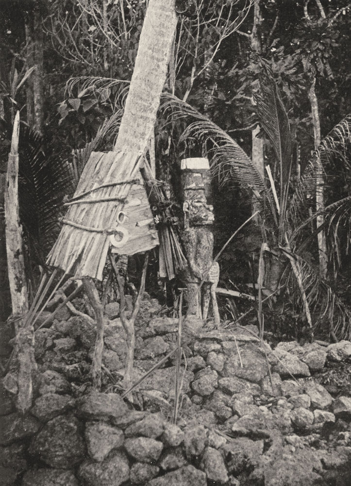 MELANESIA. Melanesia. The Grave of a Solomon Island chief;  1900 old print