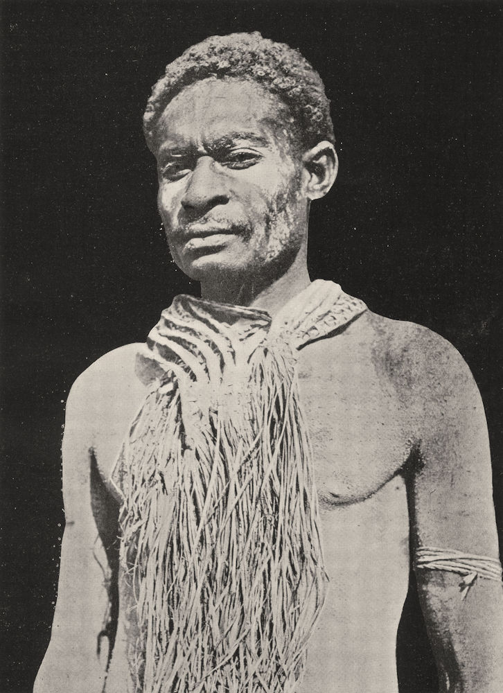 Associate Product MELANESIA. Melanesia. A Kiwai man in mourning costume;  1900 old antique print