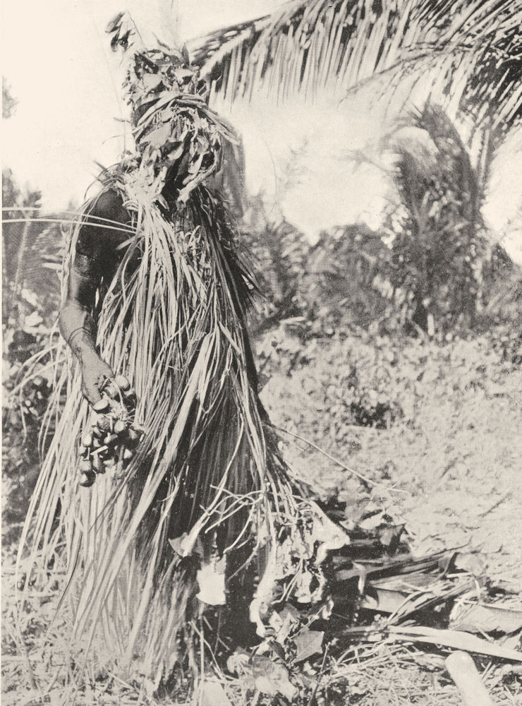 PAPAU NEW GUINEA. Melanesia. A Spirit dance;  1900 old antique print picture