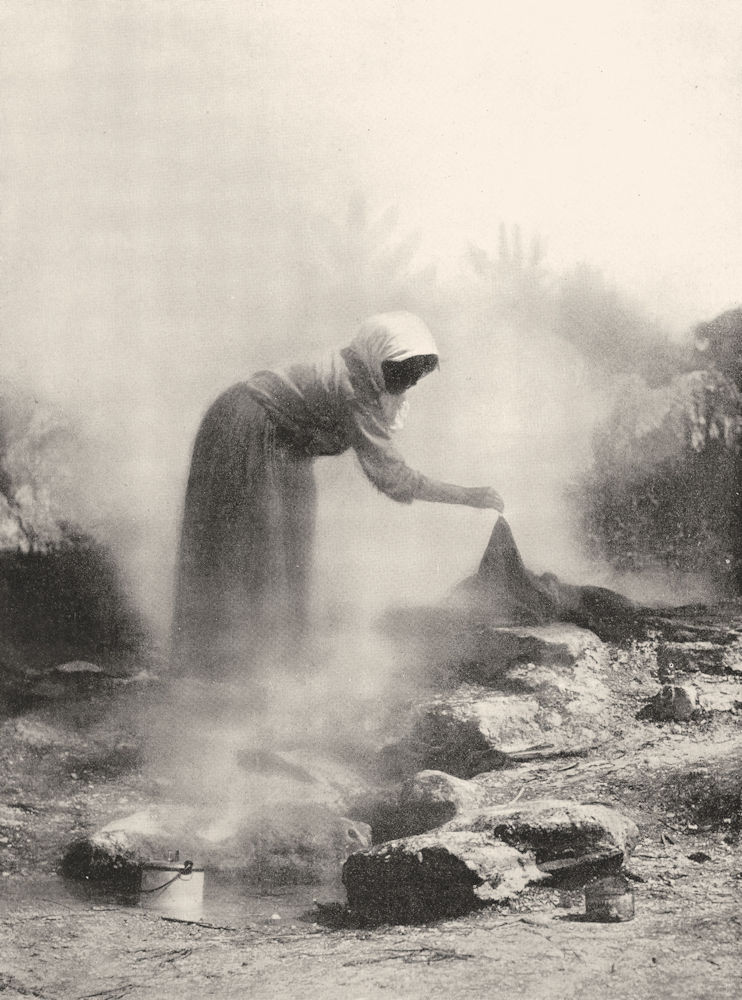 NEW ZEALAND. Polynesia. Nature's Kitchen; Cooking in a volcanic hot spring 1900