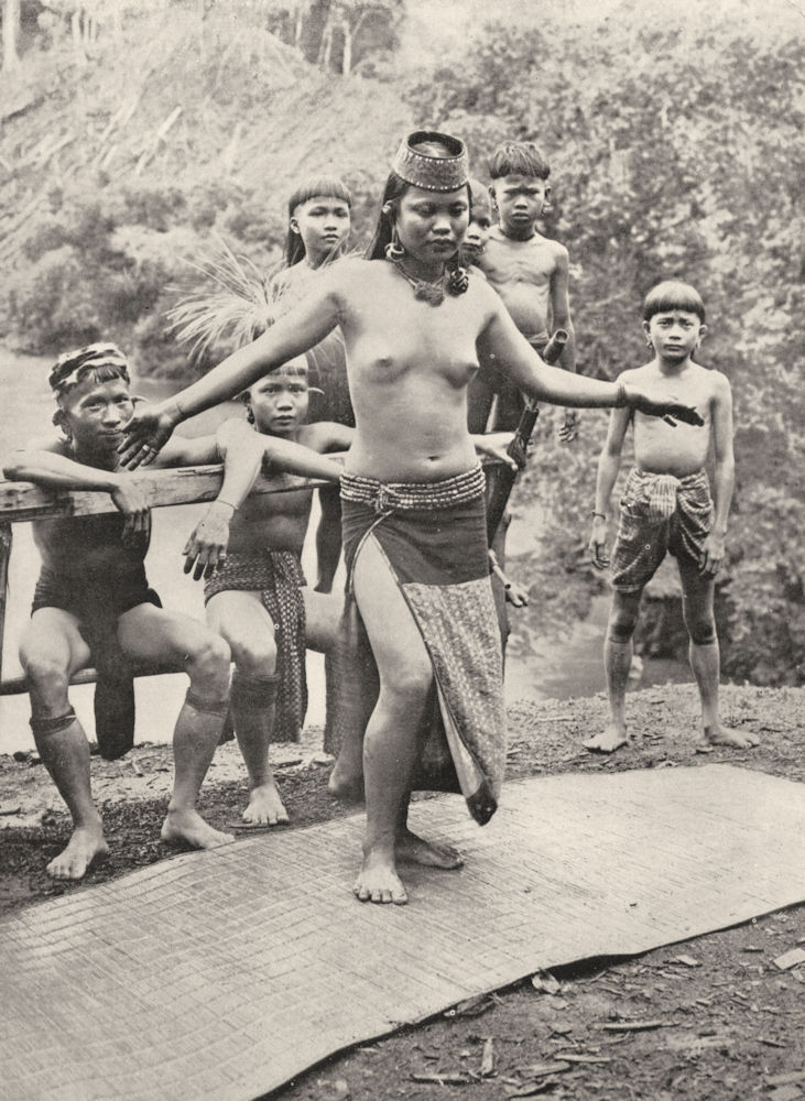 Associate Product MALAYSIA. Borneo. The Harvest festival; Kenyah woman dancing 1900 old print