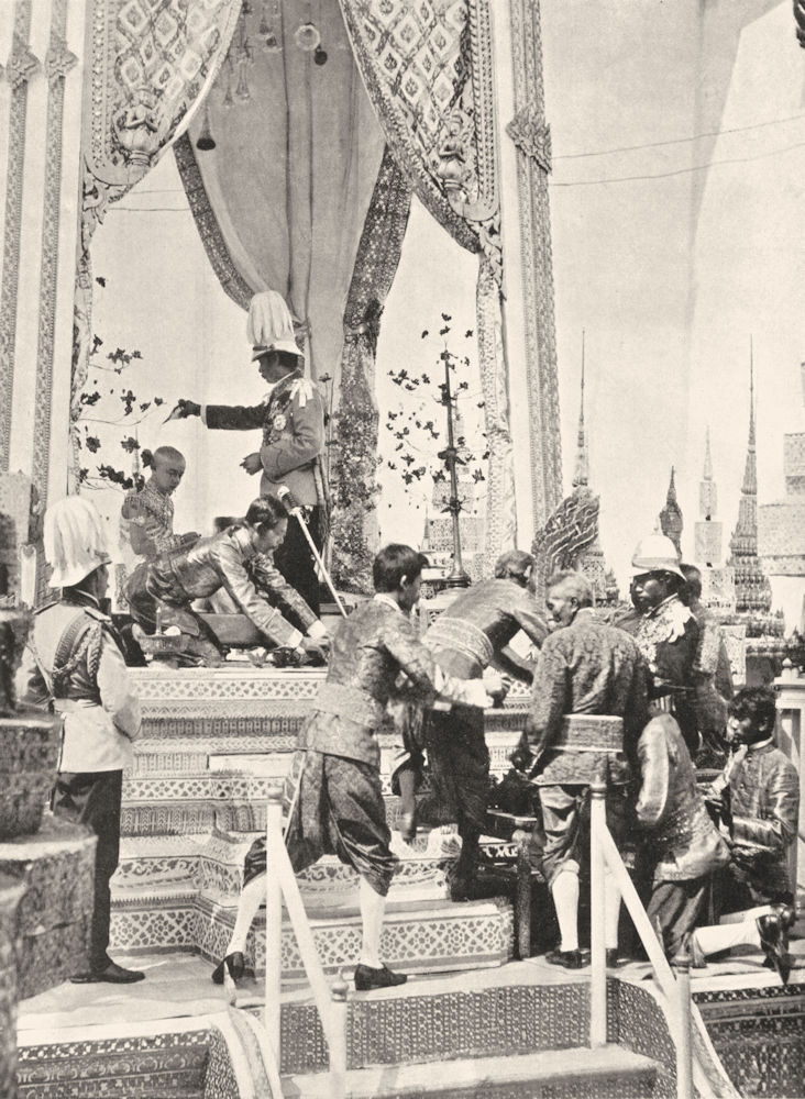 THAILAND. Thailand. The Topknot ceremony; topknot cut off 1900 old print