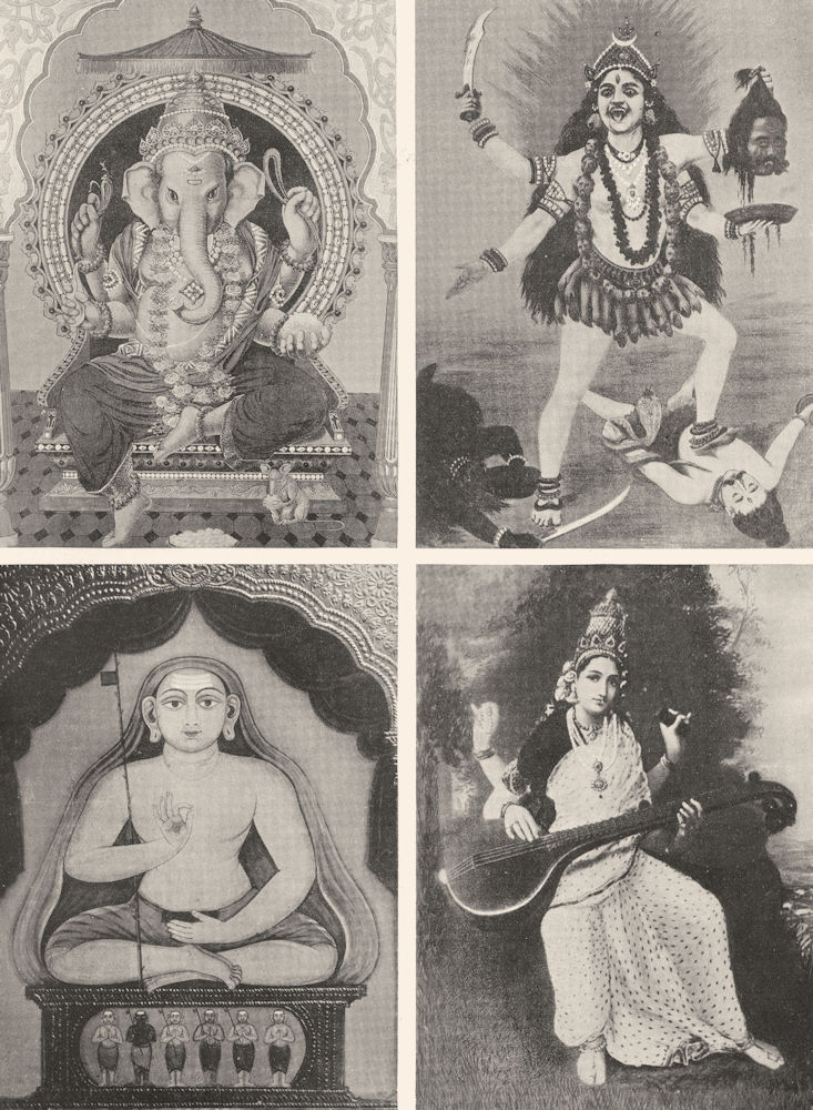 INDIA. Southern. Hindu Pantheon; Ganesa, Kali, Thayumanaswami & Saraswati 1900
