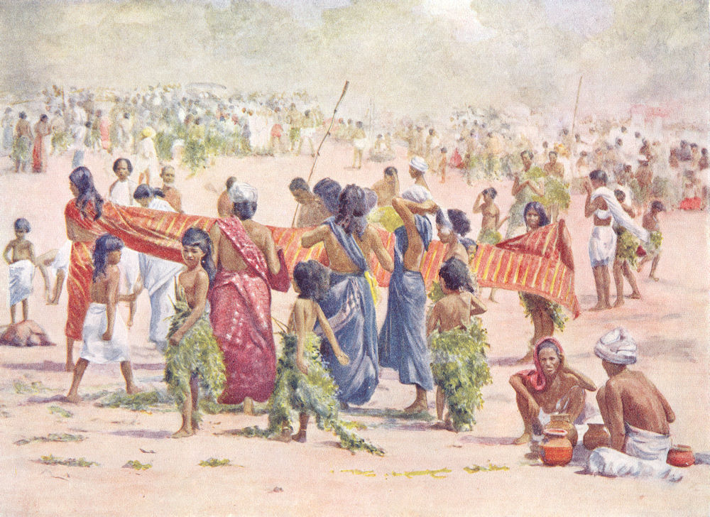 Associate Product INDIA. Southern India. The Periyapalayam festival; near Chennai 1900 old print