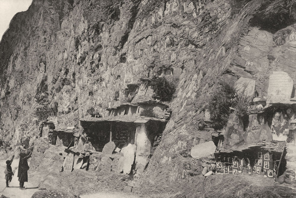 TIBET. A Sacred rock; near Lhasa 1900 old antique vintage print picture