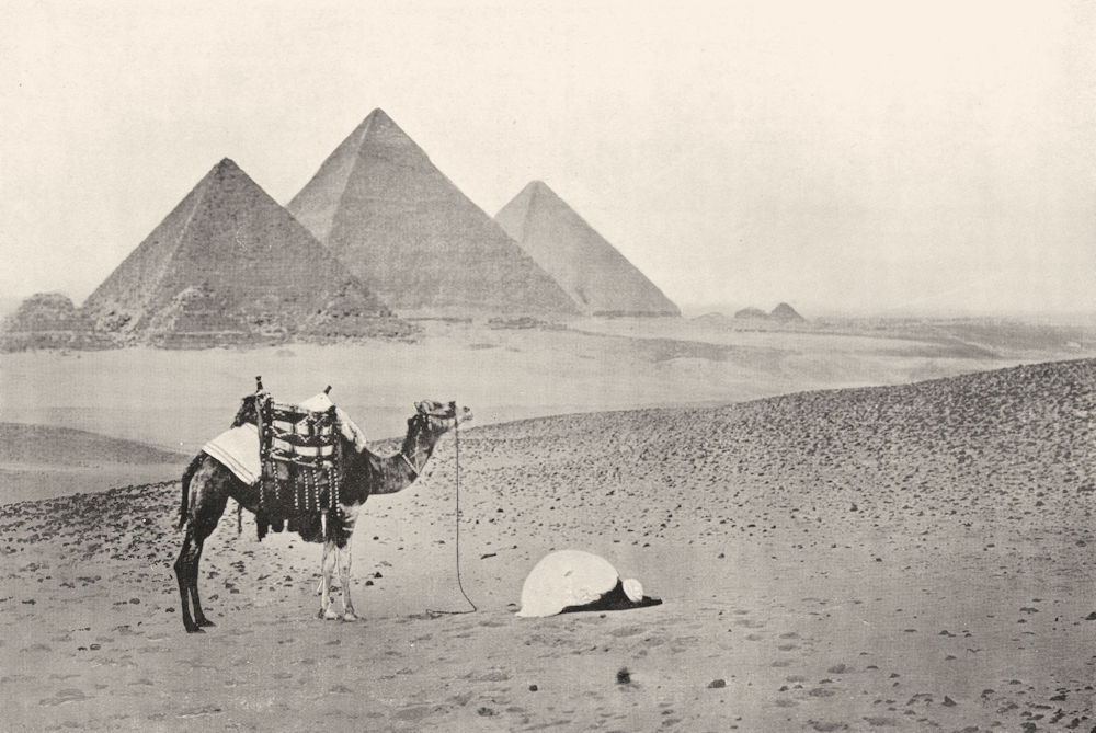 Associate Product EGYPT. Hour of Prayer; Pyramids Gizeh, Cairo; Great pyramid 1900 old print