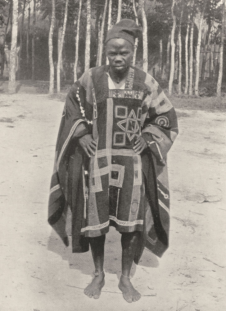 SIERRA LEONE. A Mende Chief; hand-woven embroidered cotton 1900 old print