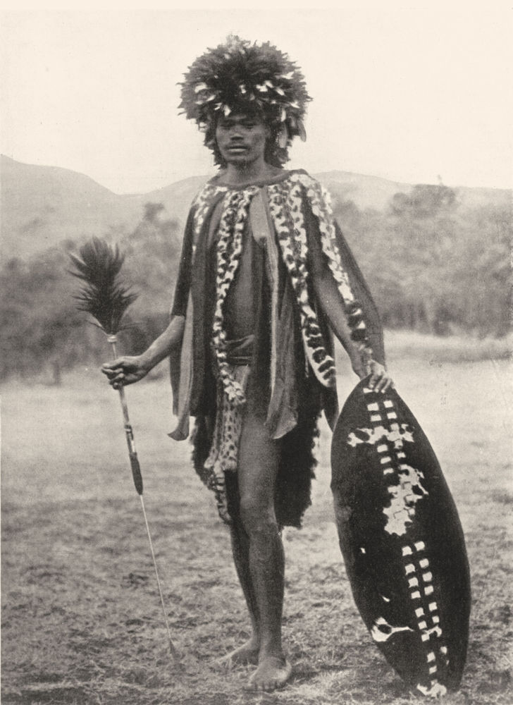 MALAWI. Angoni Warrior,in war dress;Zulu;lake Tanganyika(Tanzania)Nyasaland 1900