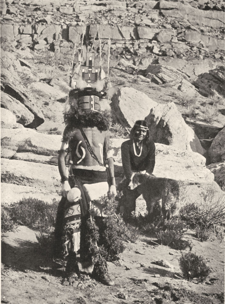 ARIZONA. A Chief of the Katchina dance, at the Moki; Hopi priest 1900 print