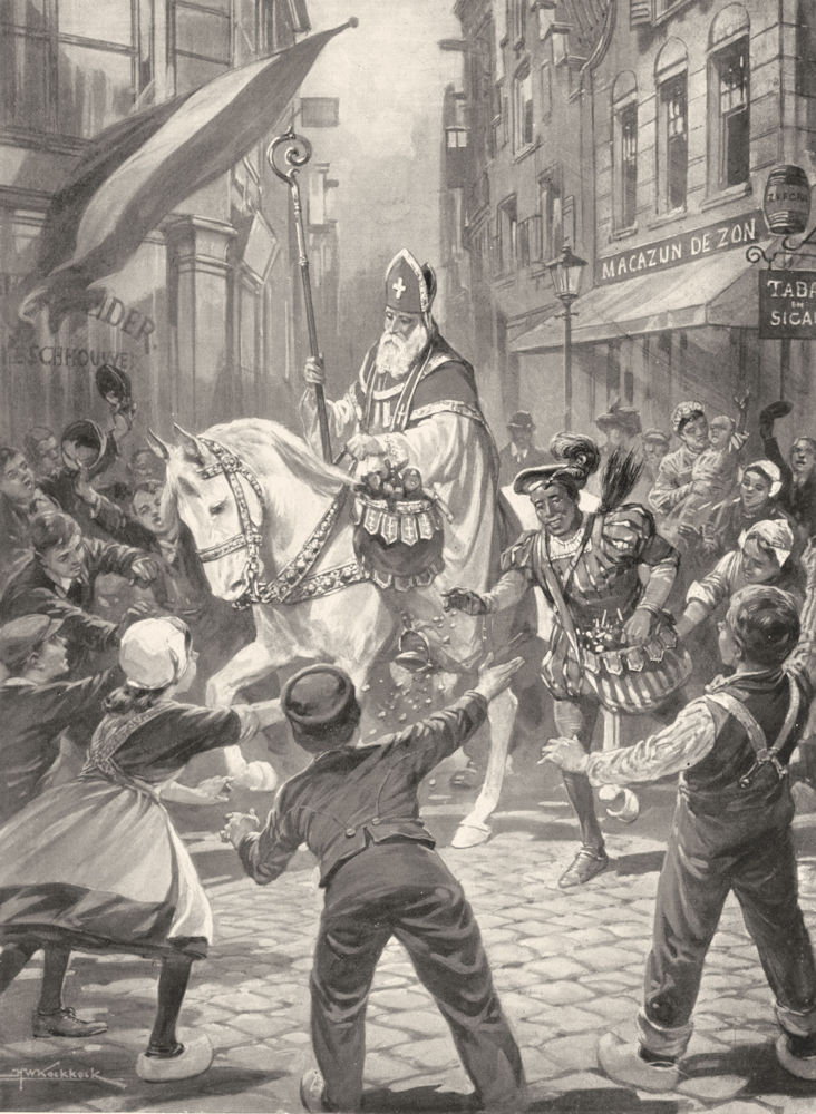 Associate Product UTRECHT. Festival of St Nicholas; December 5th rides White horse with toys 1900