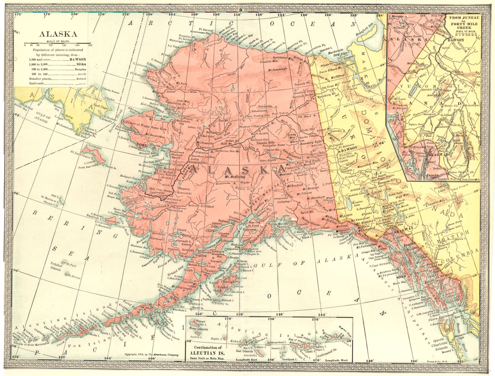 Associate Product ALASKA state map. Aleutian islands 1907 old antique vintage plan chart