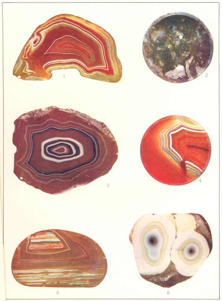 Associate Product GEOLOGY. Agates; Carnelian Agate Sard; Onyx; Bull's eye; Moss 1907 old print