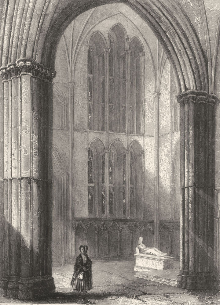Associate Product WORCESTERSHIRE. Worcester Cathedral, North transept of Choir c1842 old print