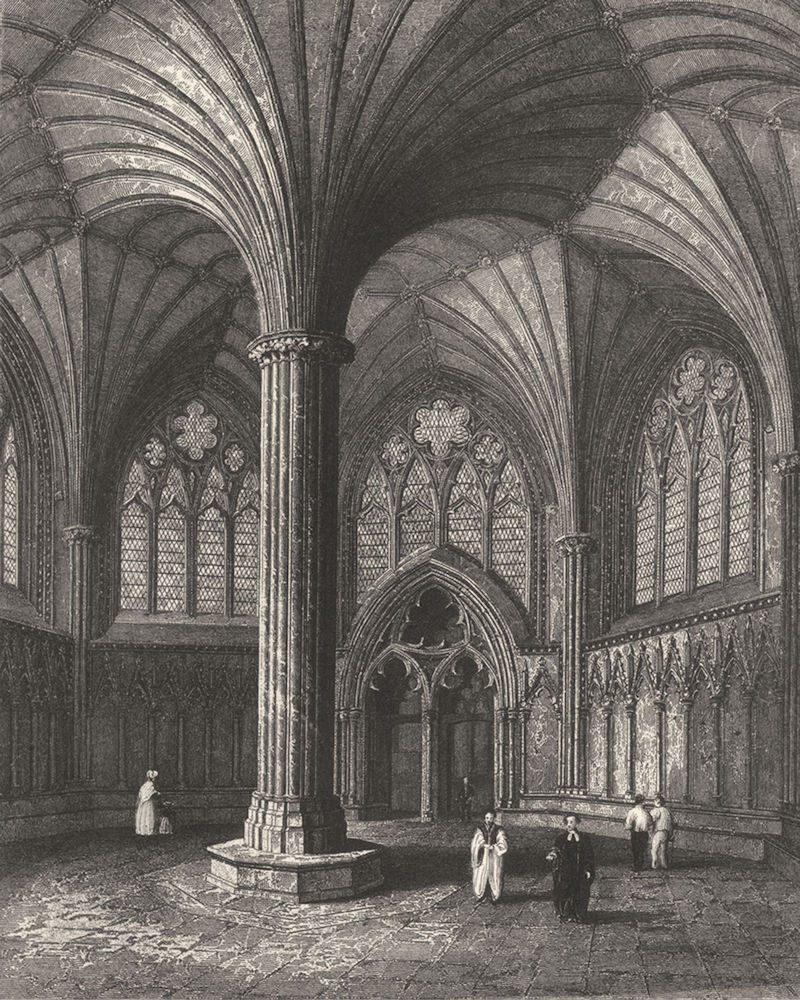 Associate Product SOMERSET. Wells Cathedral, Chapter house c1842 old antique print picture