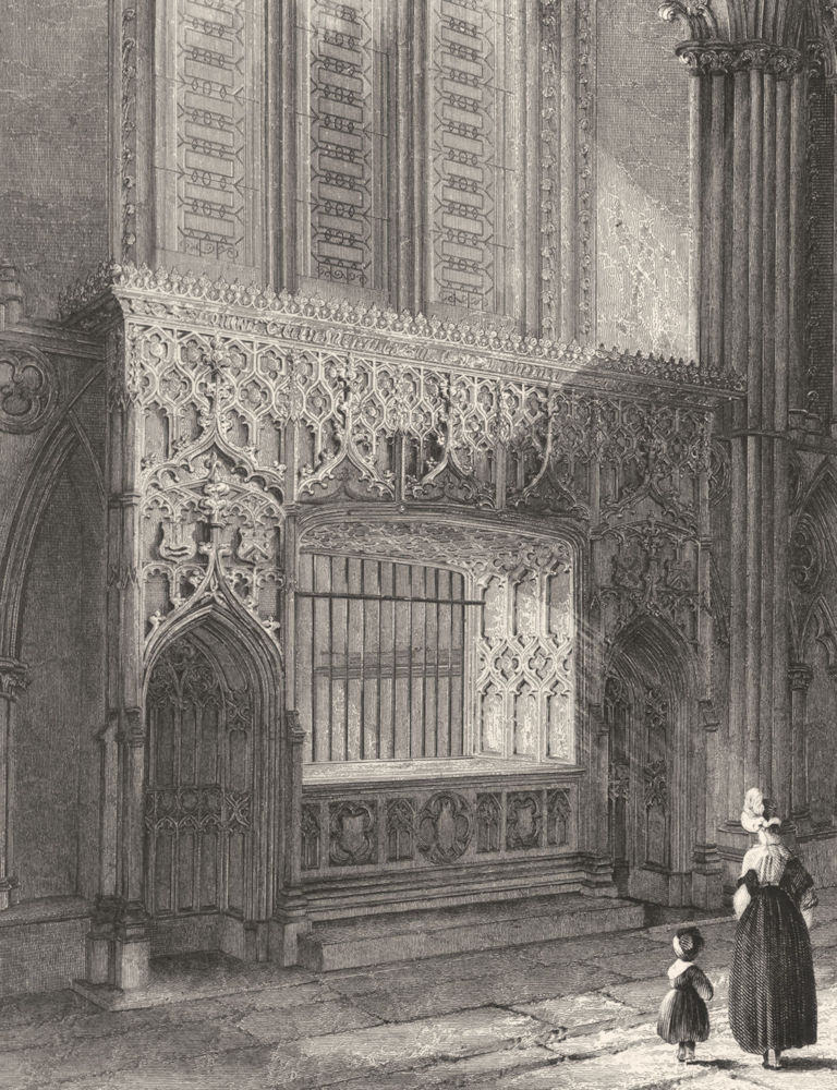 Associate Product LINCOLNSHIRE. Lincoln Cathedral, Bishop Longland's monument c1842 old print