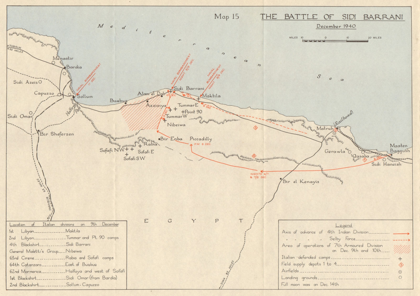 Associate Product Battle of Sidi Barrani Dec 1940. Operation Compass Western Desert Egypt 1954 map