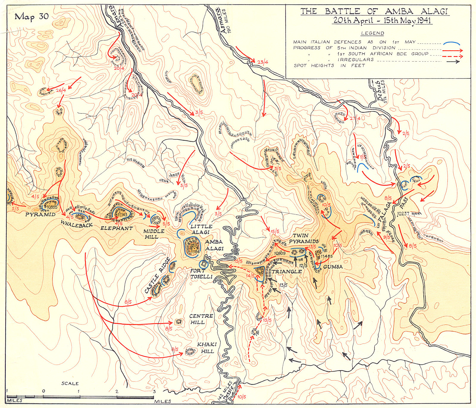 Associate Product Battle of Amba Alagi 20th April-15th May 1941. East Africa campaign WW2 1954 map