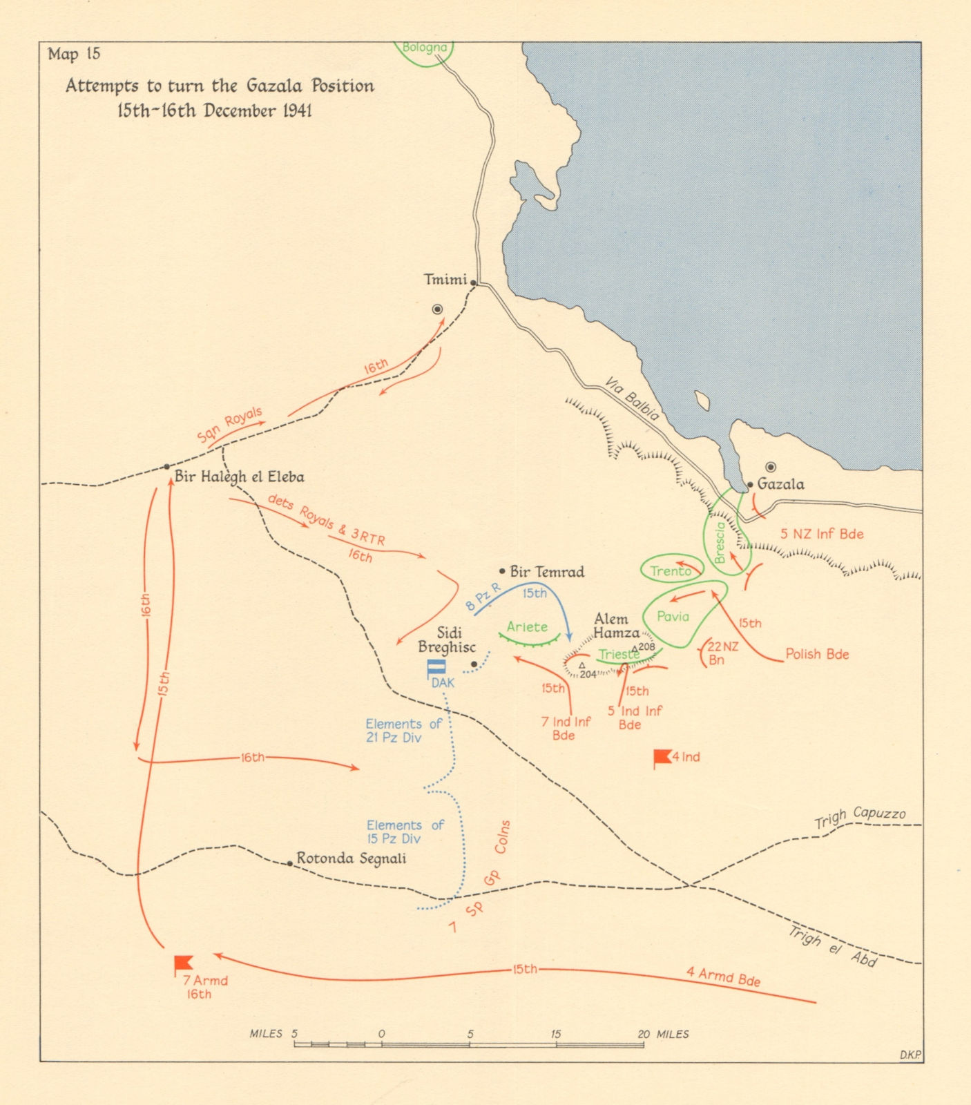 Associate Product LIBYA. Attempt to turn Gazala Position 15-16 December 1941. World War 2 1960 map
