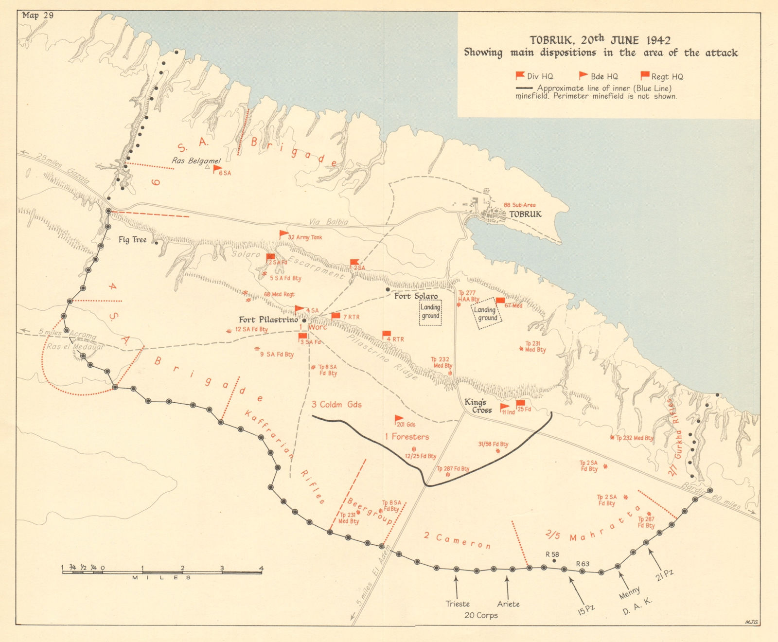 LIBYA. Battle of Gazala. Tobruk. 20 June 1942. North Africa World War 2 1960 map