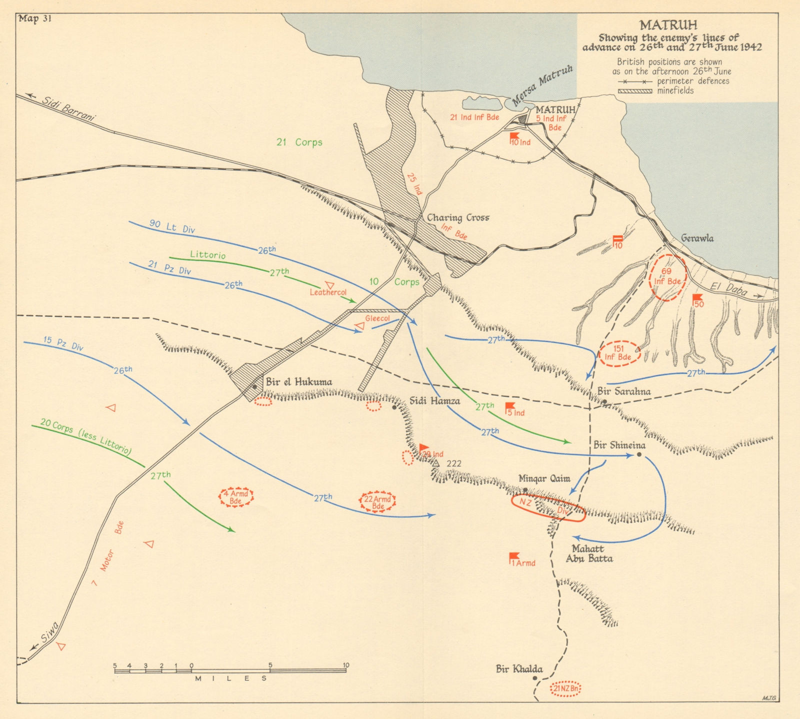 Battle of Mersa Matruh 26-27 June 1942. Egypt. World War 2 North Africa 1960 map