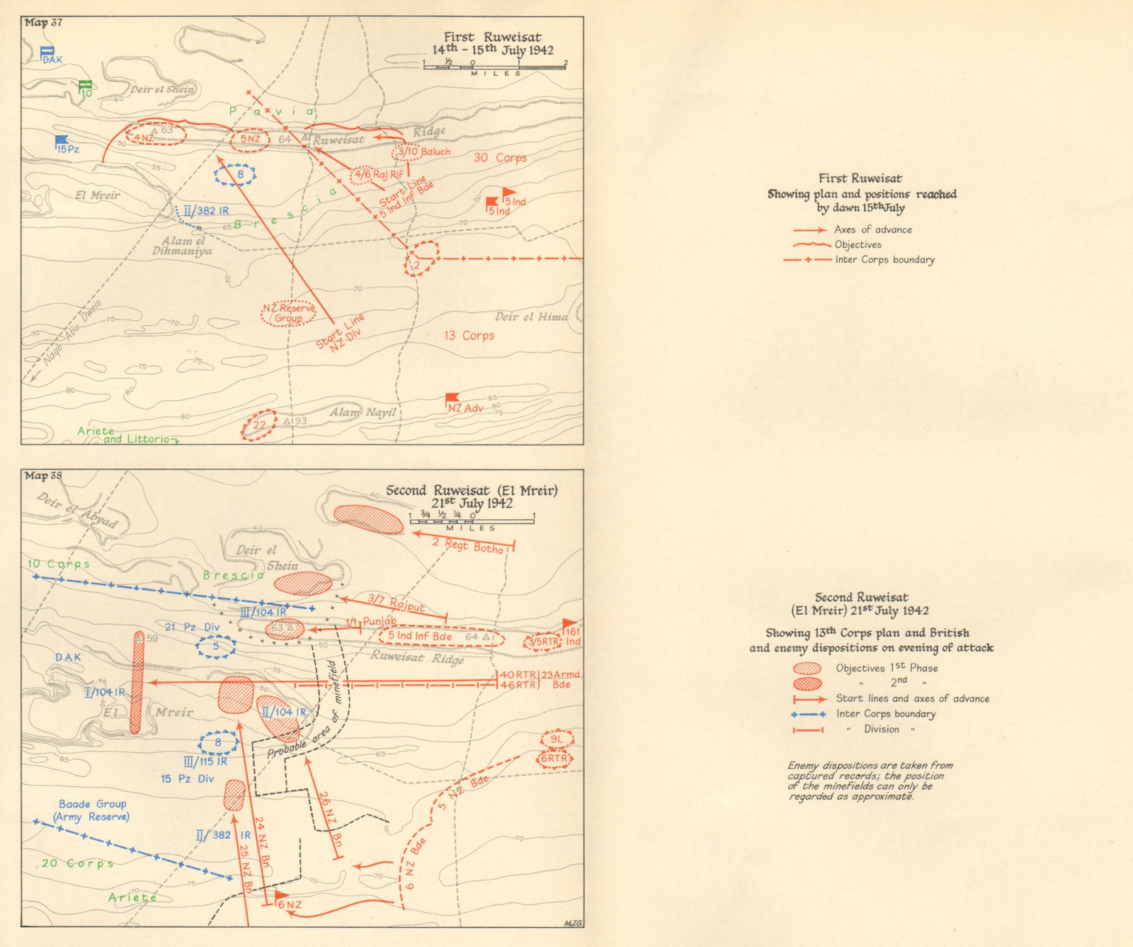 Associate Product EGYPT. 1st & 2nd Ruweisat July 1942. El Mreir. World War 2 North Africa 1960 map