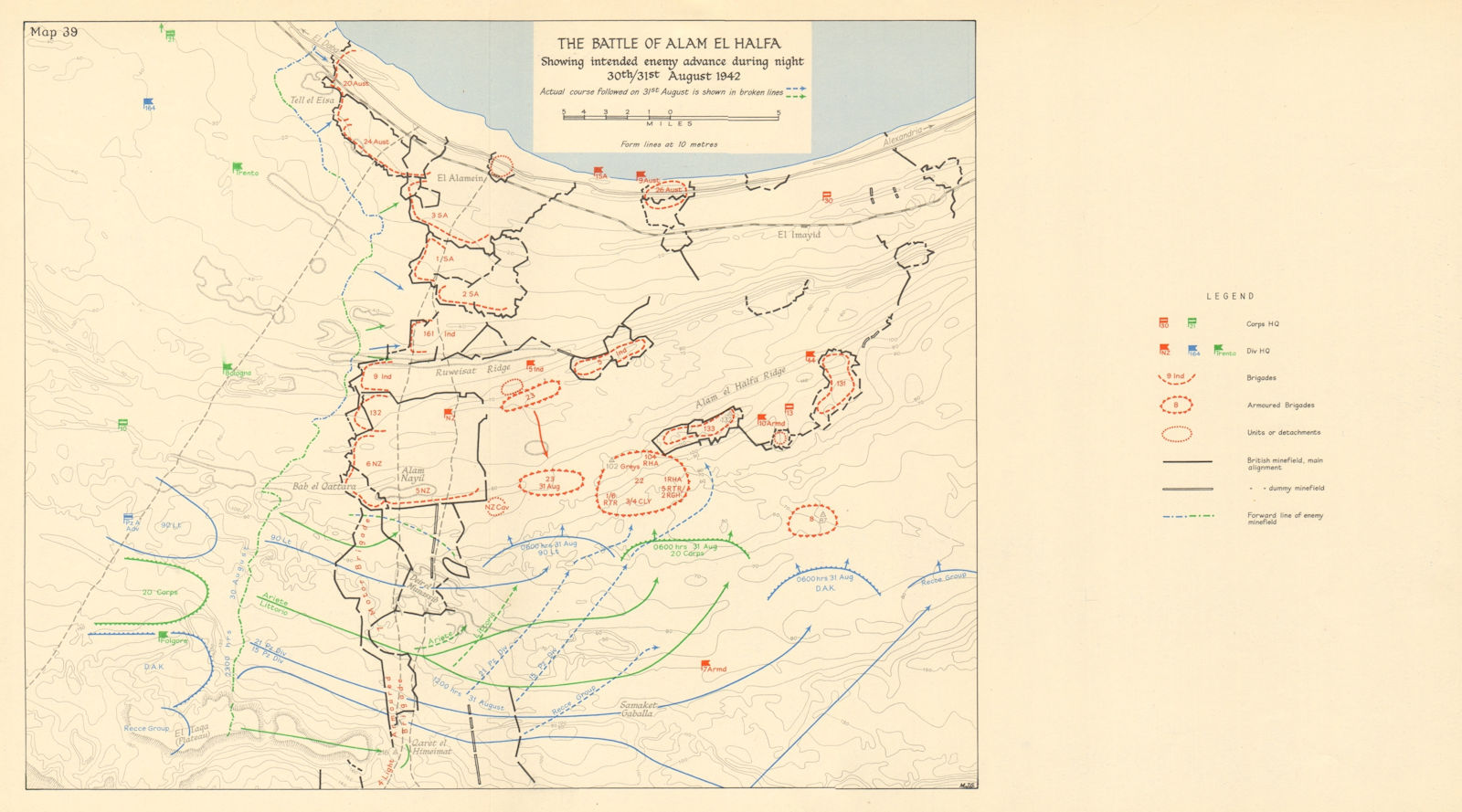Associate Product EGYPT 30-31 Aug 1942. Battle of Alam el Halfa. World War 2 North Africa 1960 map