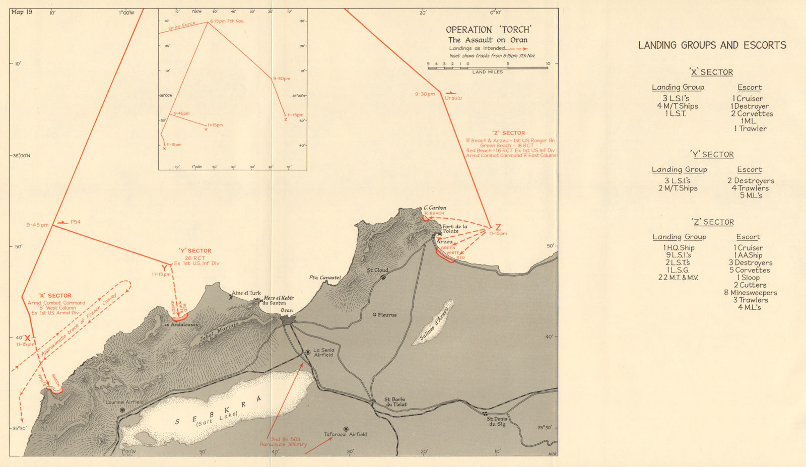 Associate Product Operation Torch. The Assault on Oran. 7 November 1942. World War 2 1966 map