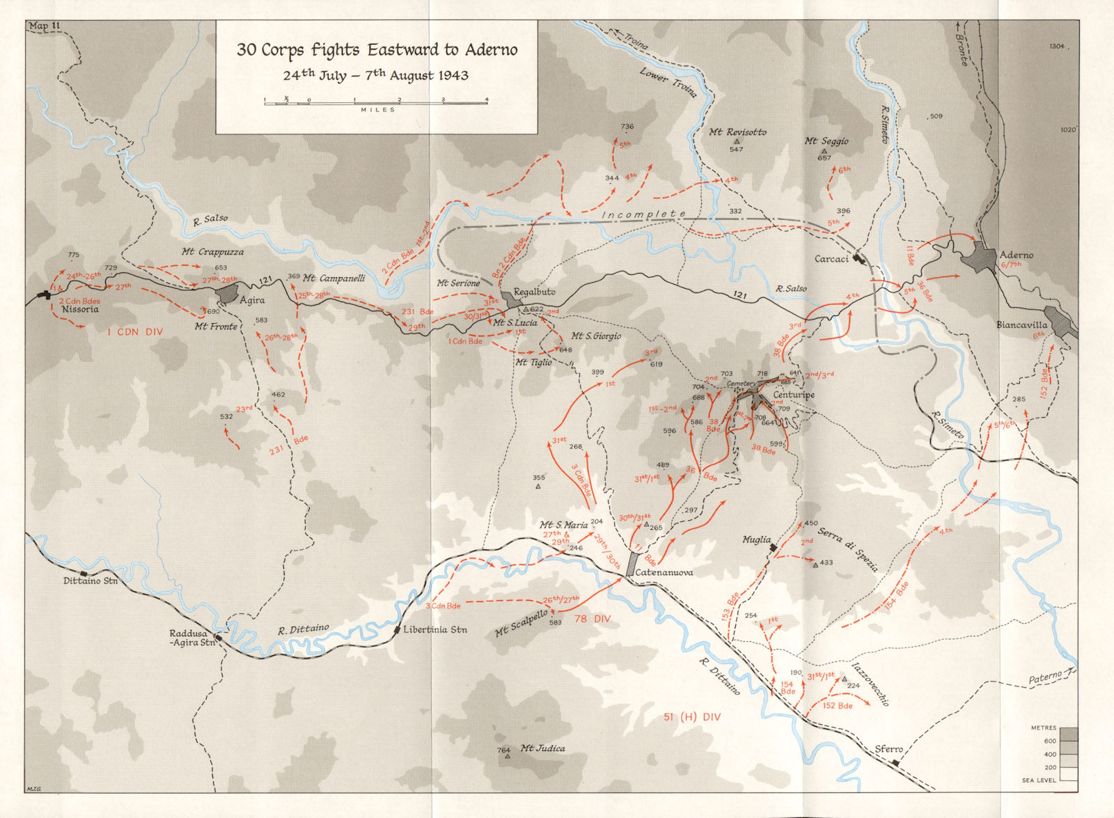 Winter line Oct-Nov 1943 Across; Inset map Mignano Gap 1973 5th Army VOLTURNO 