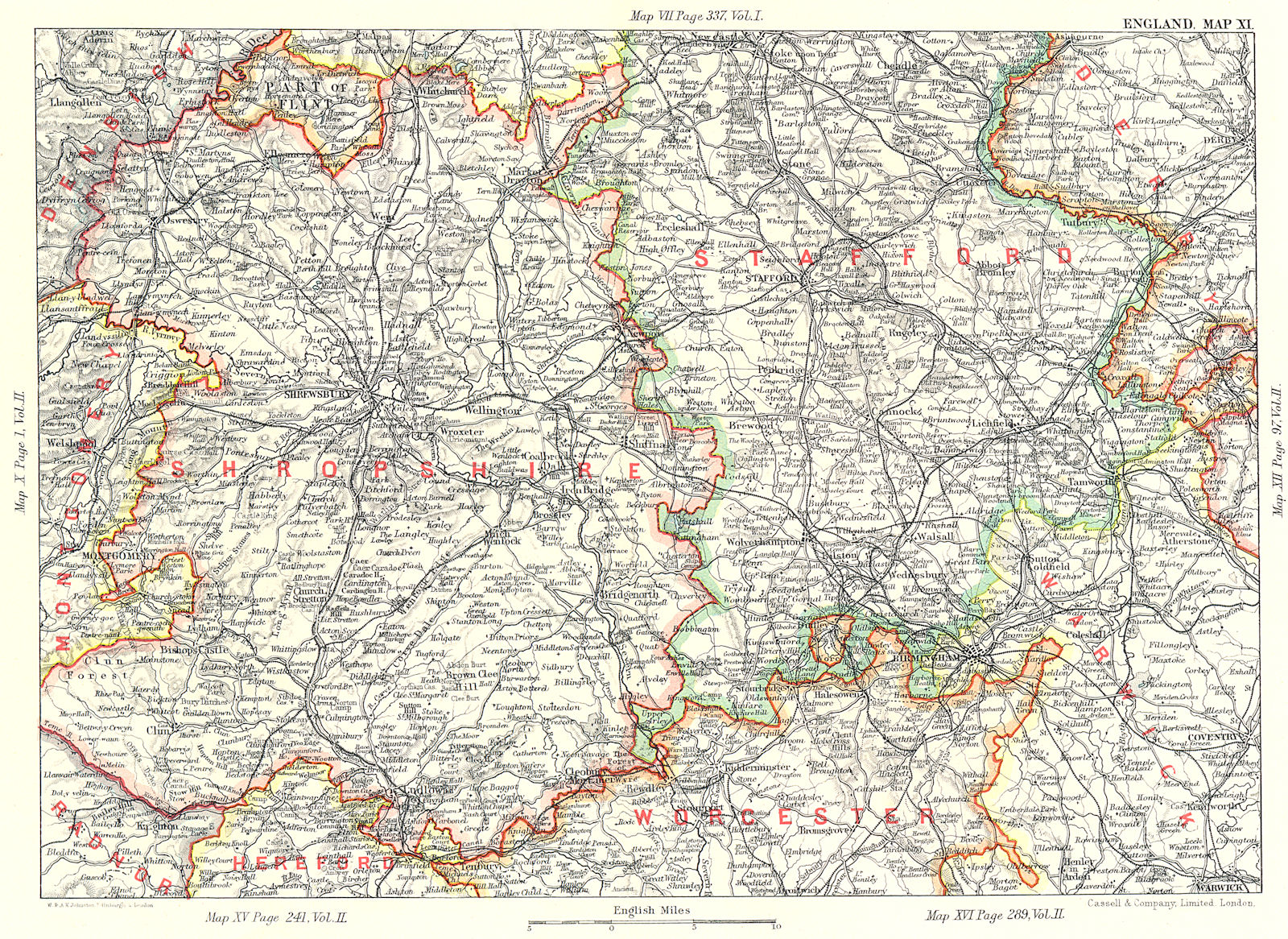 Associate Product SHROPSHIRE & SOUTH STAFFORDSHIRE. West Midlands. Birmingham Shrewsbury 1893 map