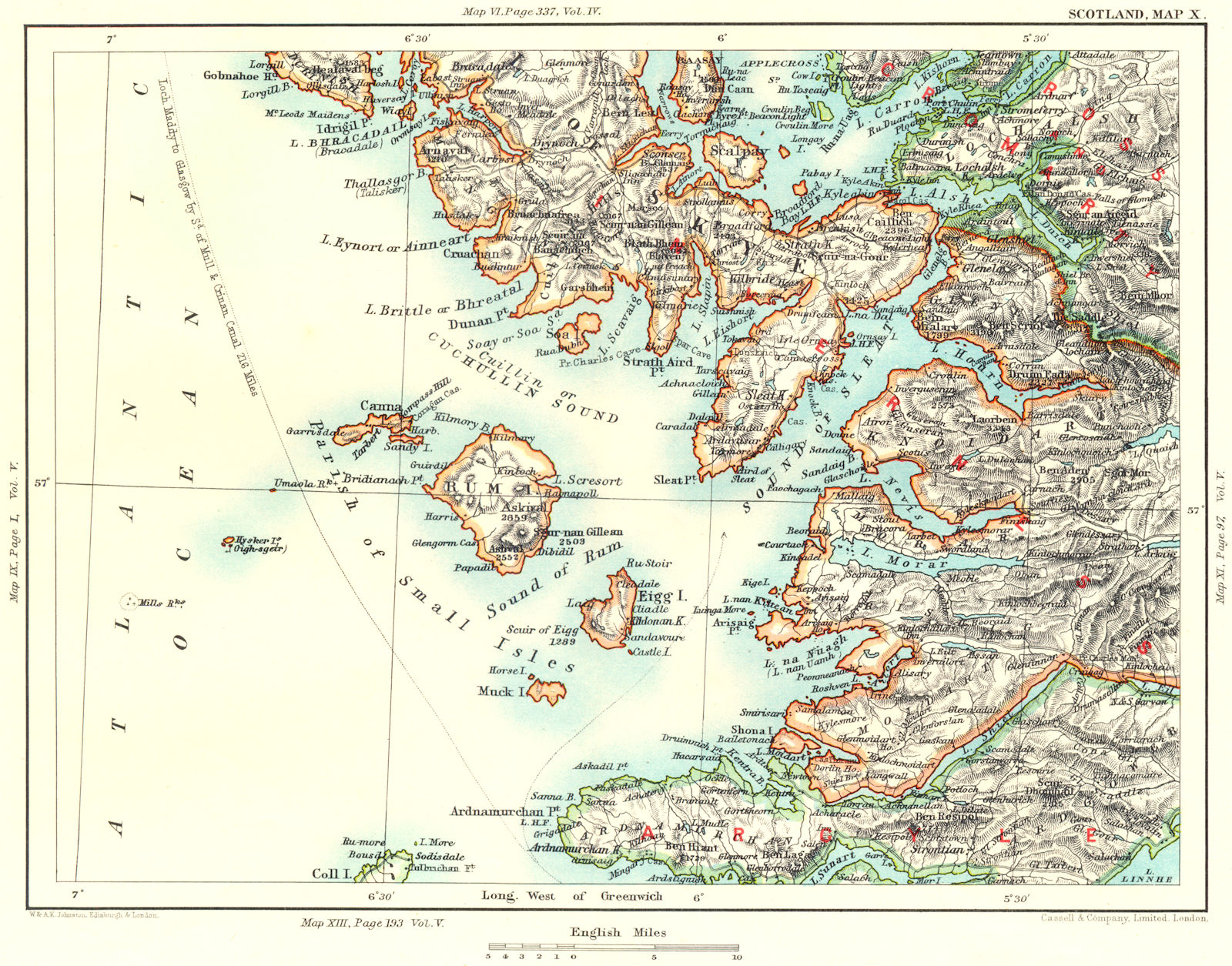 SCOTTISH HIGHLANDS/INNER HEBRIDES. Skye Argyll Rum Eigg.Inverness-shire 1893 map