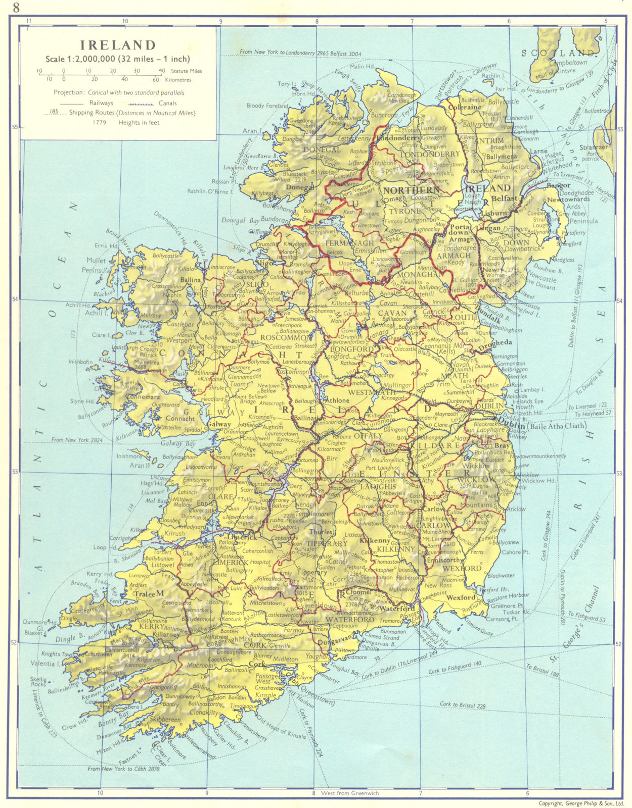 IRELAND. Ireland 1962 old vintage map plan chart