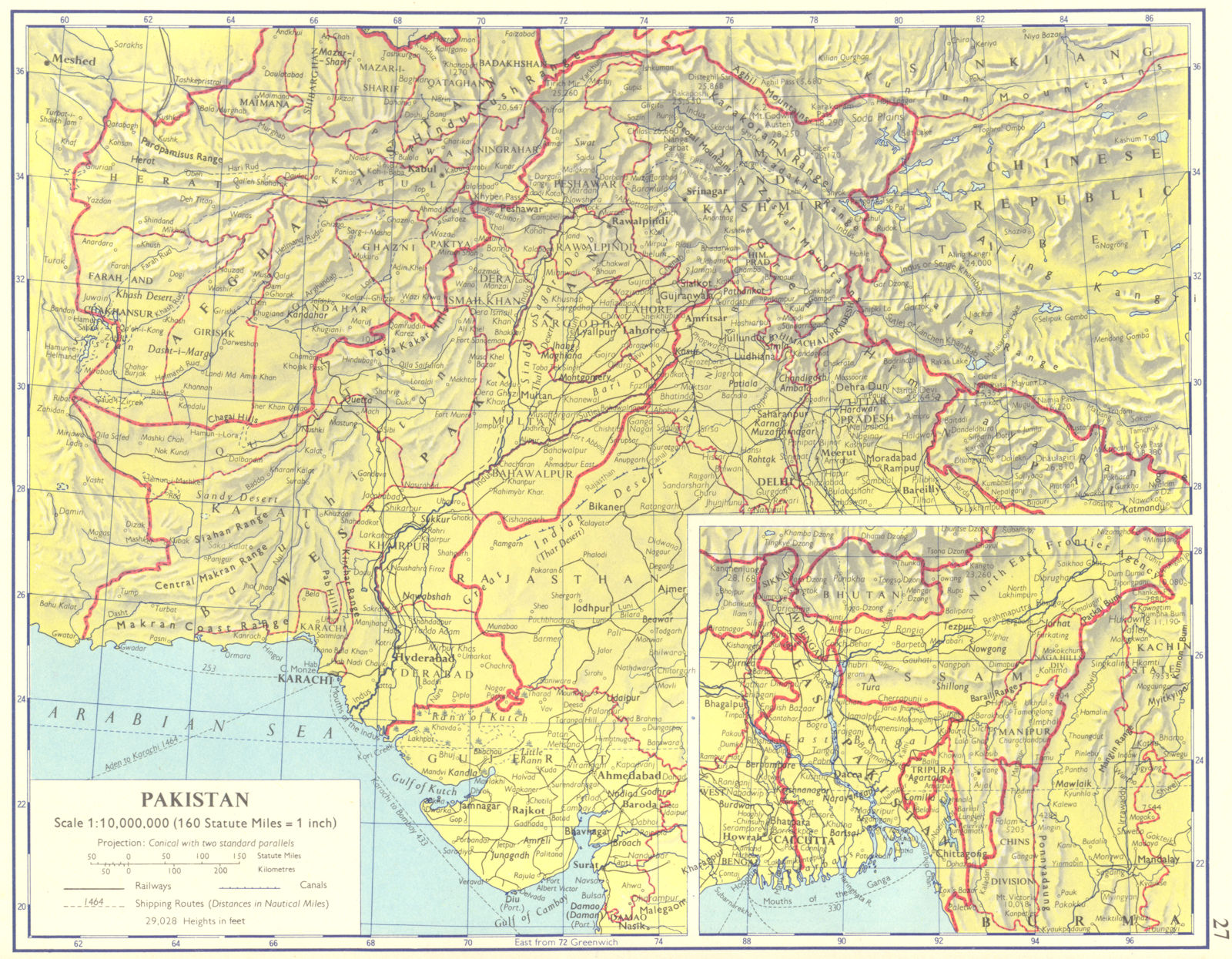 PAKISTAN. Pakistan; Inset map of East Pakistan (Bangladesh)  1962 old