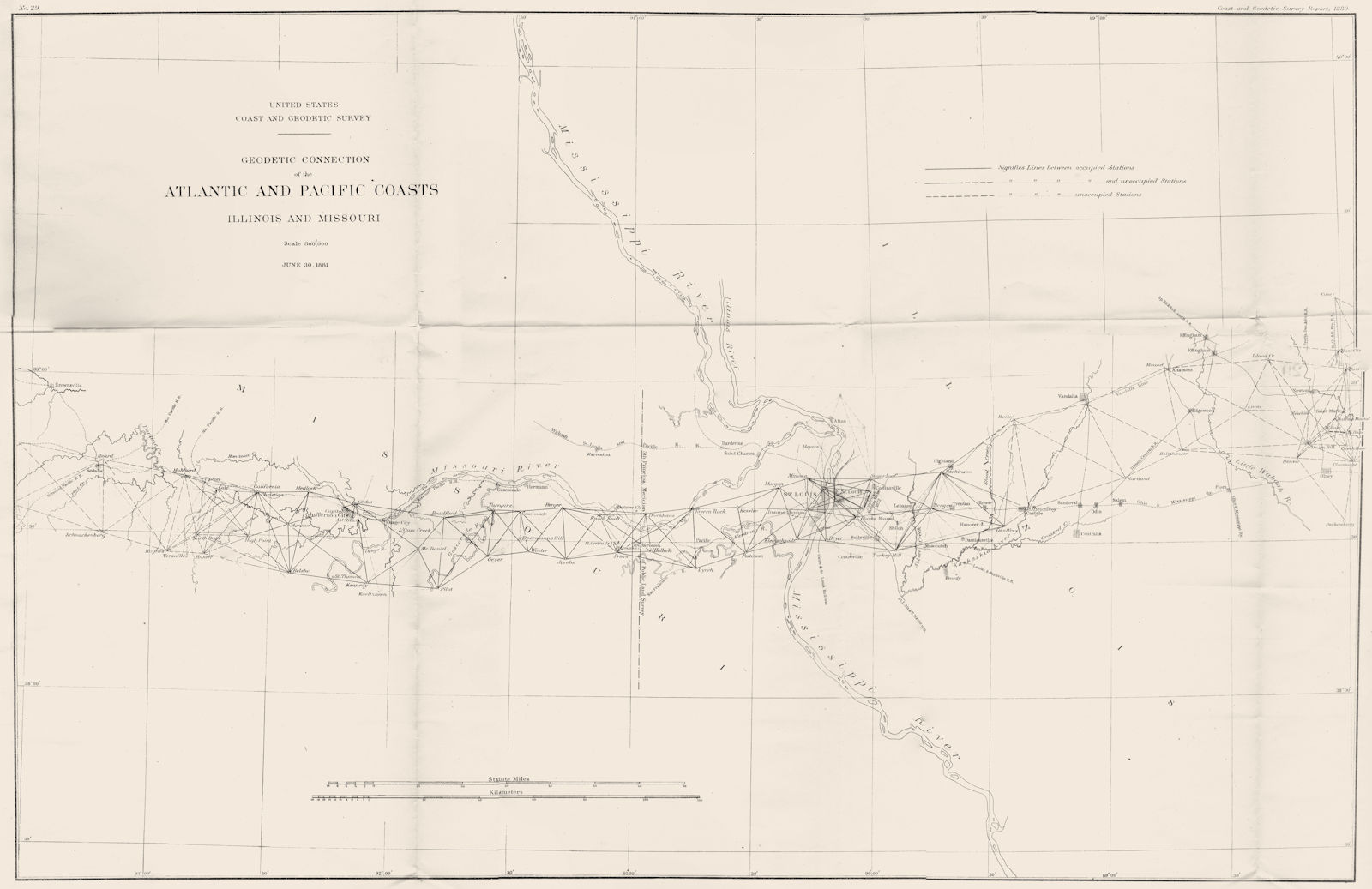 Associate Product USCGS Triangulation. Atlantic-Pacific coasts ILLINOIS MISSOURI St Louis 1881 map
