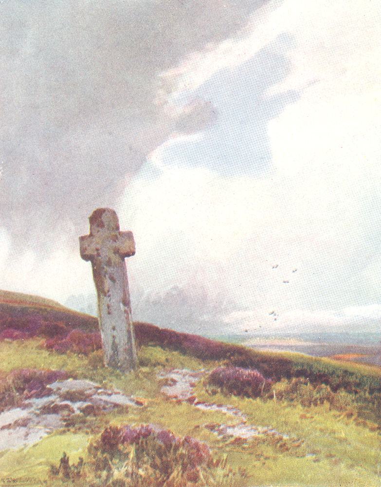 DEVON. Dartmoor. The Windypost; or Beckamoor Cross 1908 old antique print