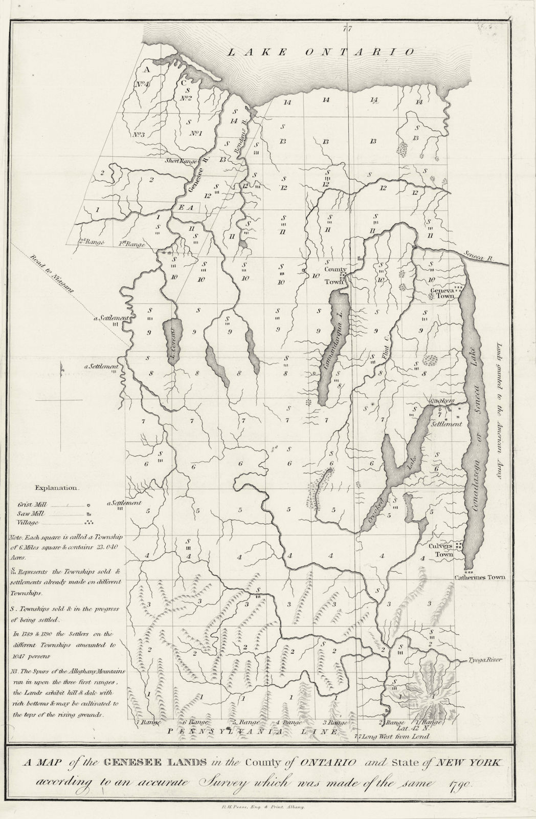 A Map of the Genesee Lands in the… State of New York. Finger Lakes 1790 (1849)