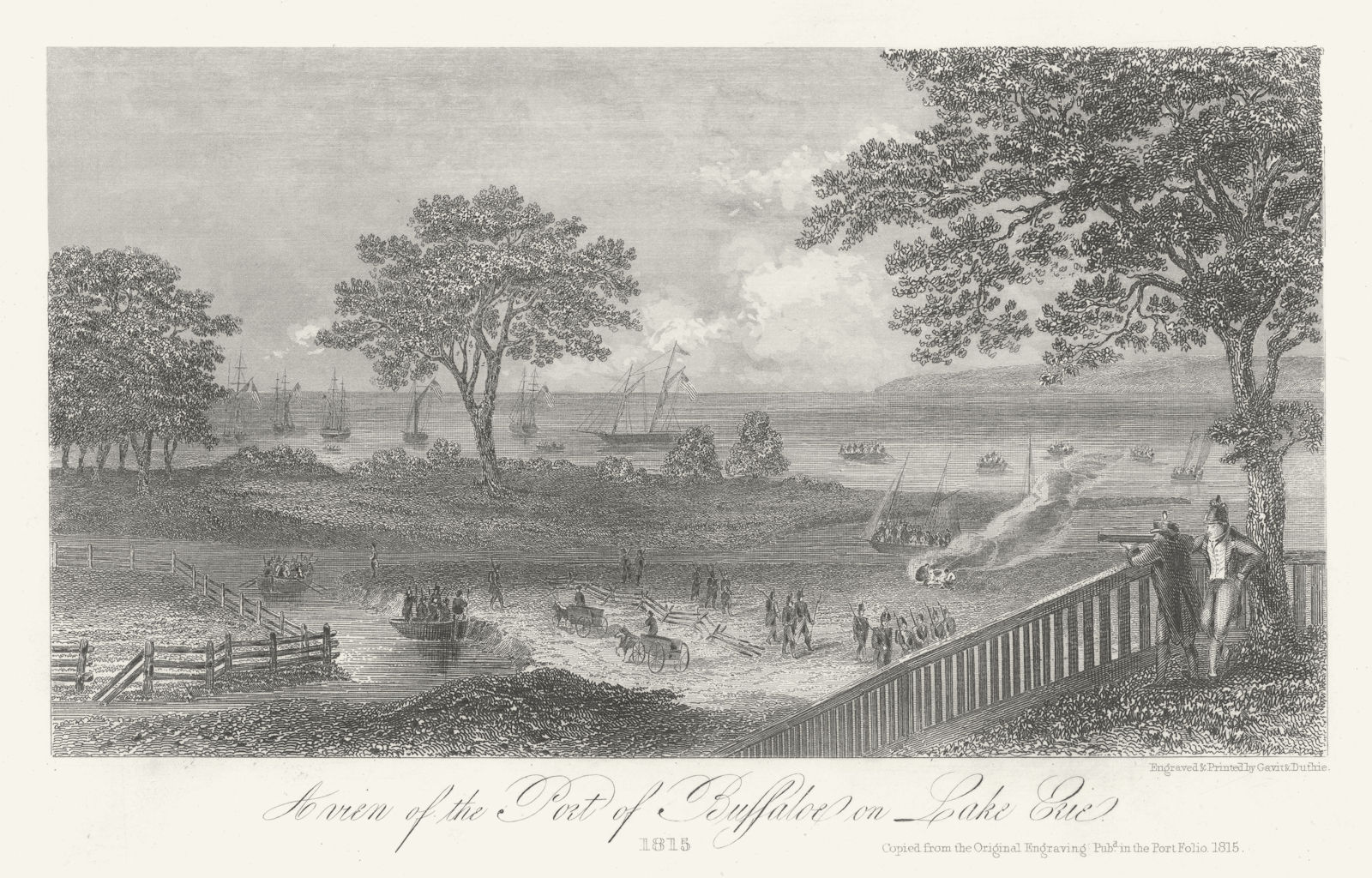 Associate Product A view of the Port of Buffaloe on Lake Erie 1815, New York State 1849 print