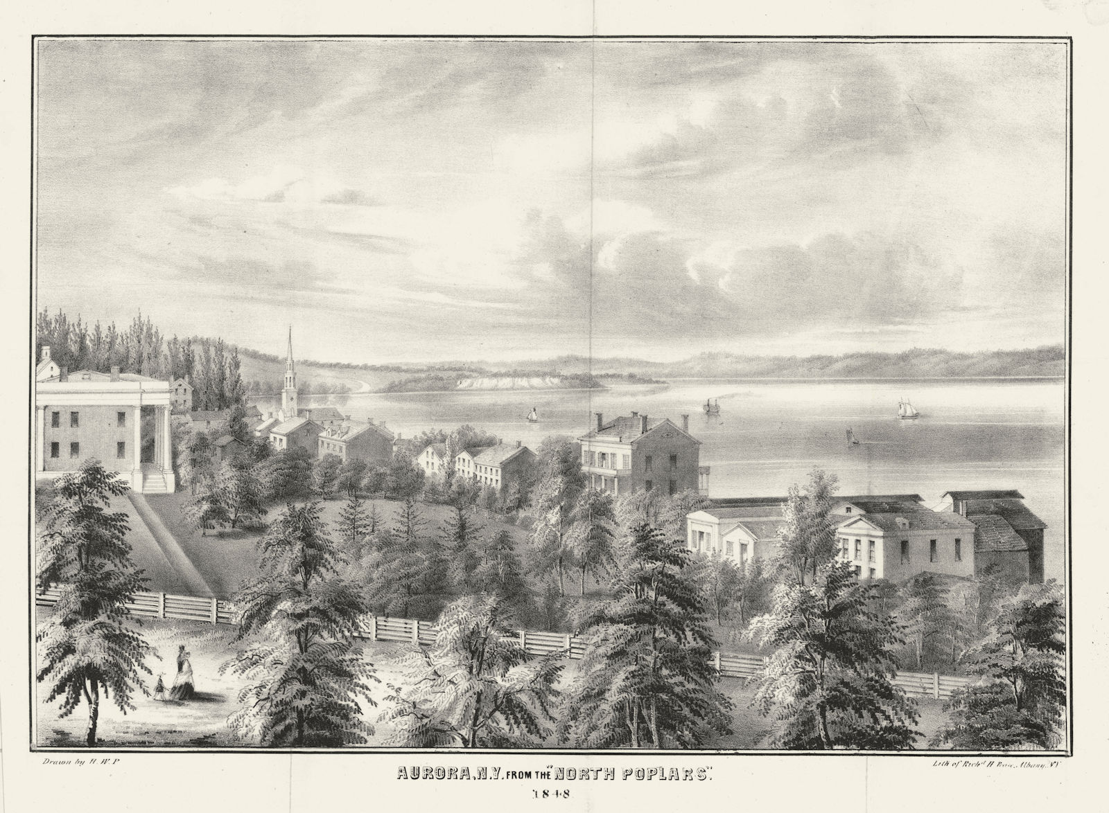 Associate Product Aurora, N.Y. from the North Poplars 1848. Cayuga Lake, New York State 1850