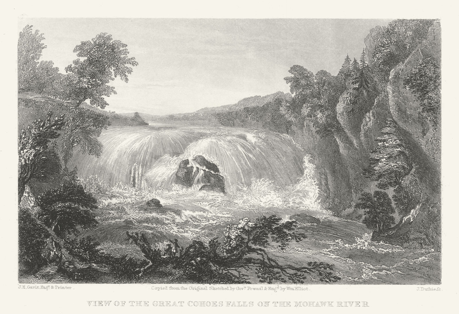 Associate Product View of the Great Cohoes falls on the Mohawk river, New York State 1850 print