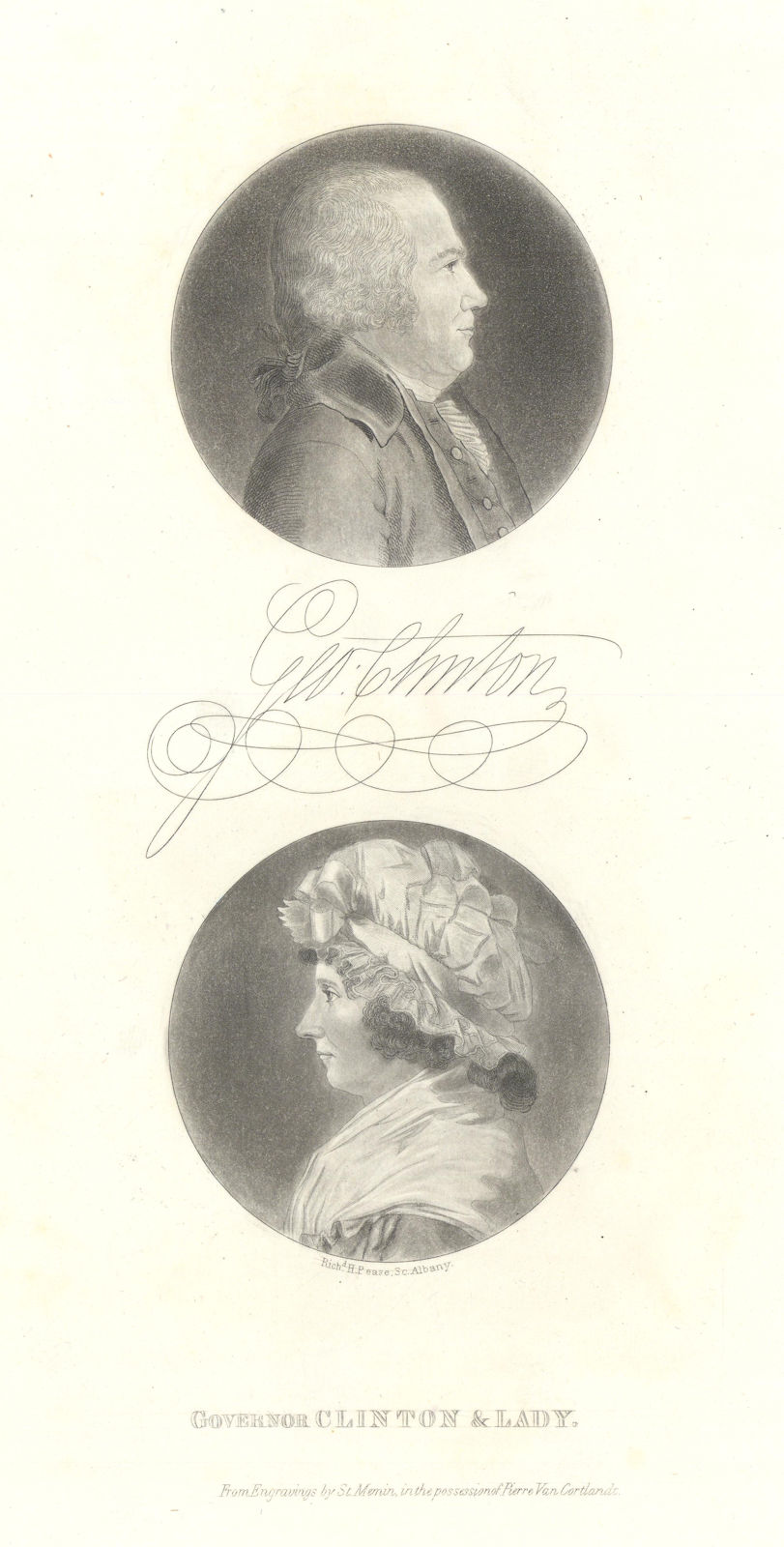 Associate Product Governor George Clinton "Father of New York State" & Lady Clinton 1851 print