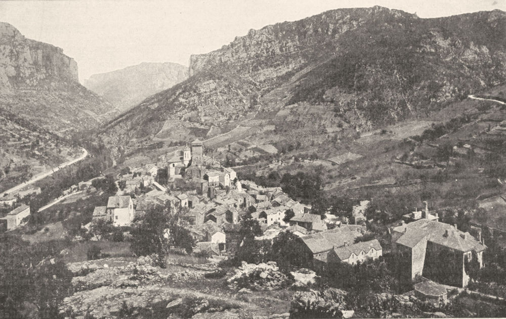 AVEYRON. Peyreleau, Sur jonte, entre causse Noir Pointe du Méjean 1900 print
