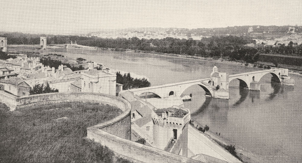 Associate Product FRANCE. Le Rhône et le pont Saint- Benezet vus du Rocher des doms 1900 print