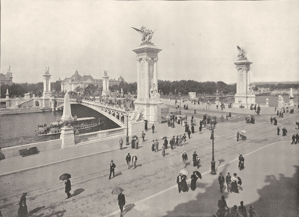 PARIS. Paris. Le Pont Alexandre III 1900 old antique vintage print picture