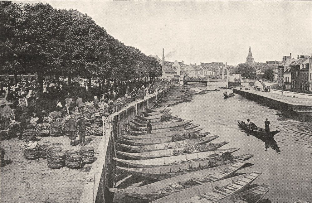 Associate Product SOMME. Amiens. Marché sur L'eau; Les Hortillons 1900 old antique print picture