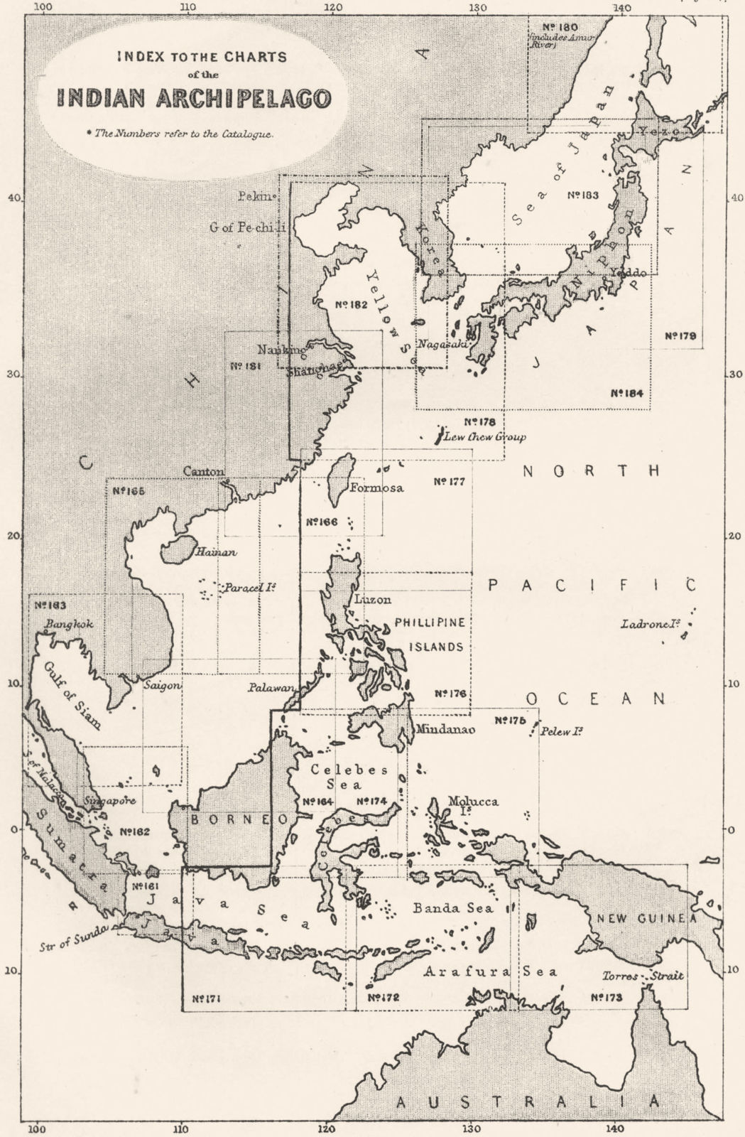INDONESIA. Index to the Charts of the Indian Archipelago 1881 old antique map