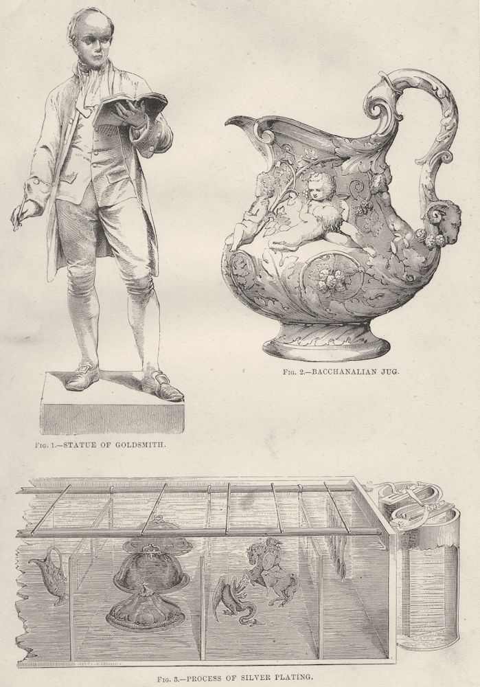 ELECTRO- DEPOSITION. Statue Goldsmith; Bacchanalian; Process Silver Plating 1880