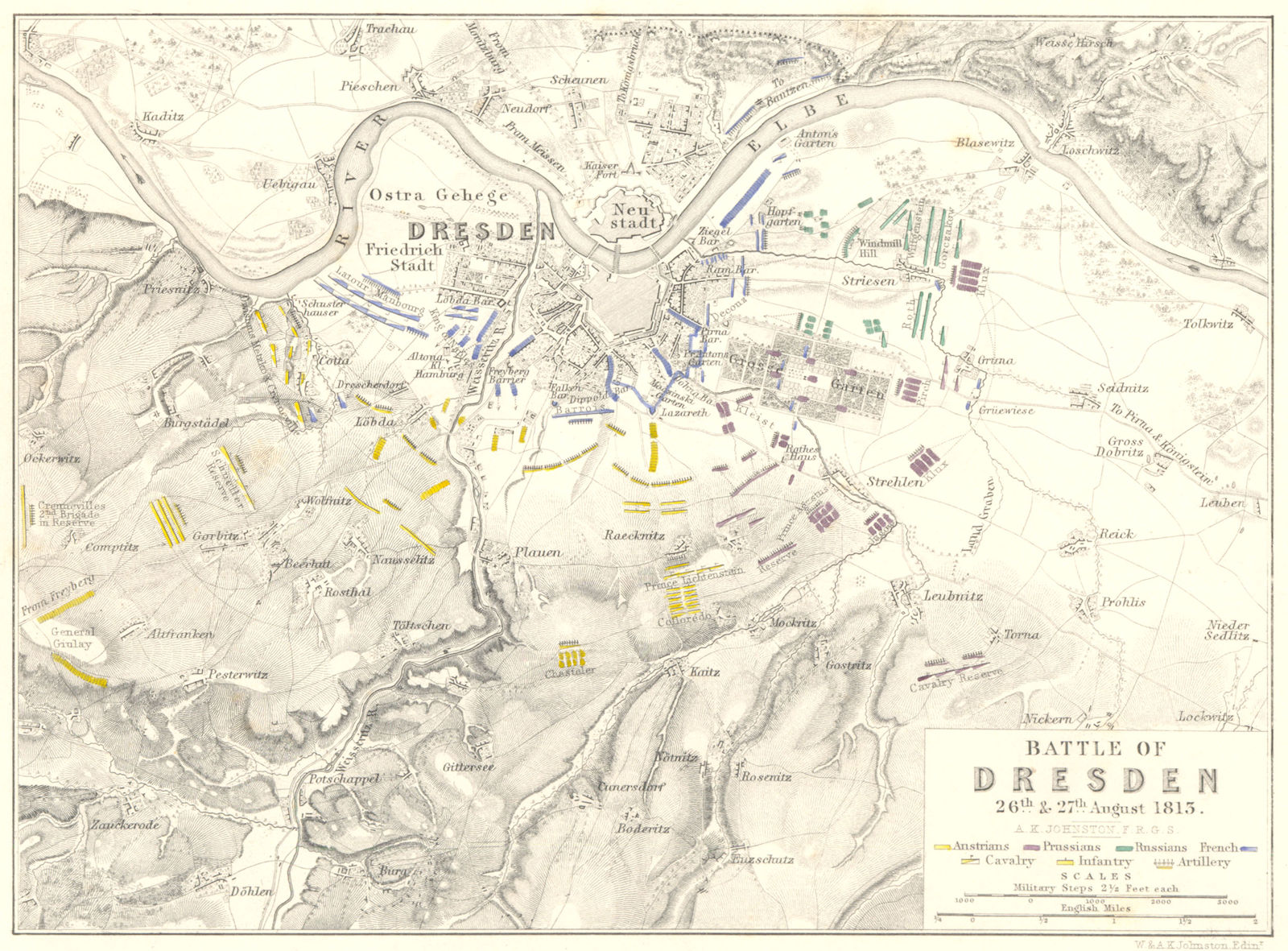 Associate Product BATTLE OF DRESDEN. 26th and 27th August 1813. Germany. Napoleonic Wars 1848 map