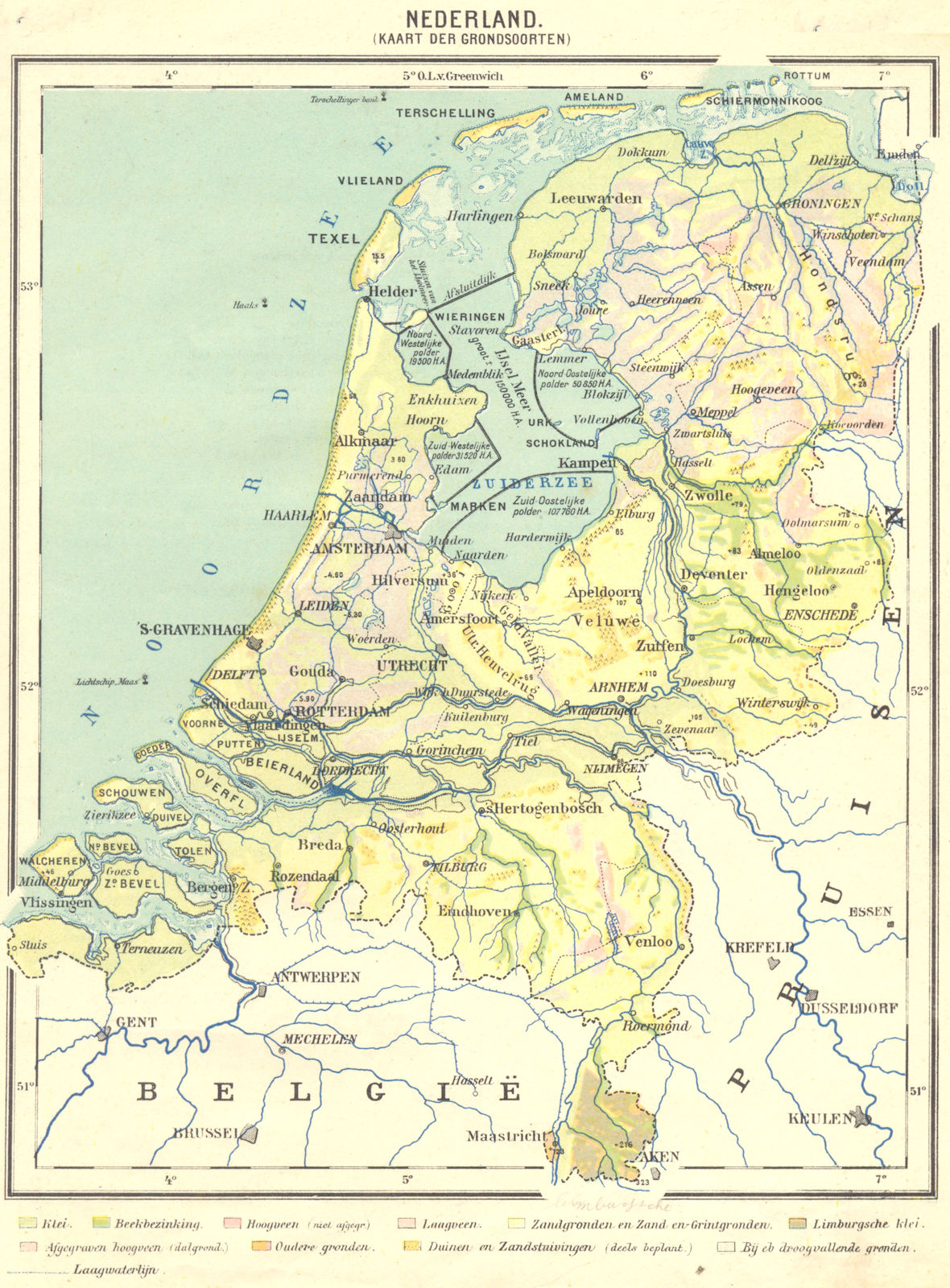 NETHERLANDS. Nederland;  (Kaarat der Grondsoorten)  1922 old vintage map chart